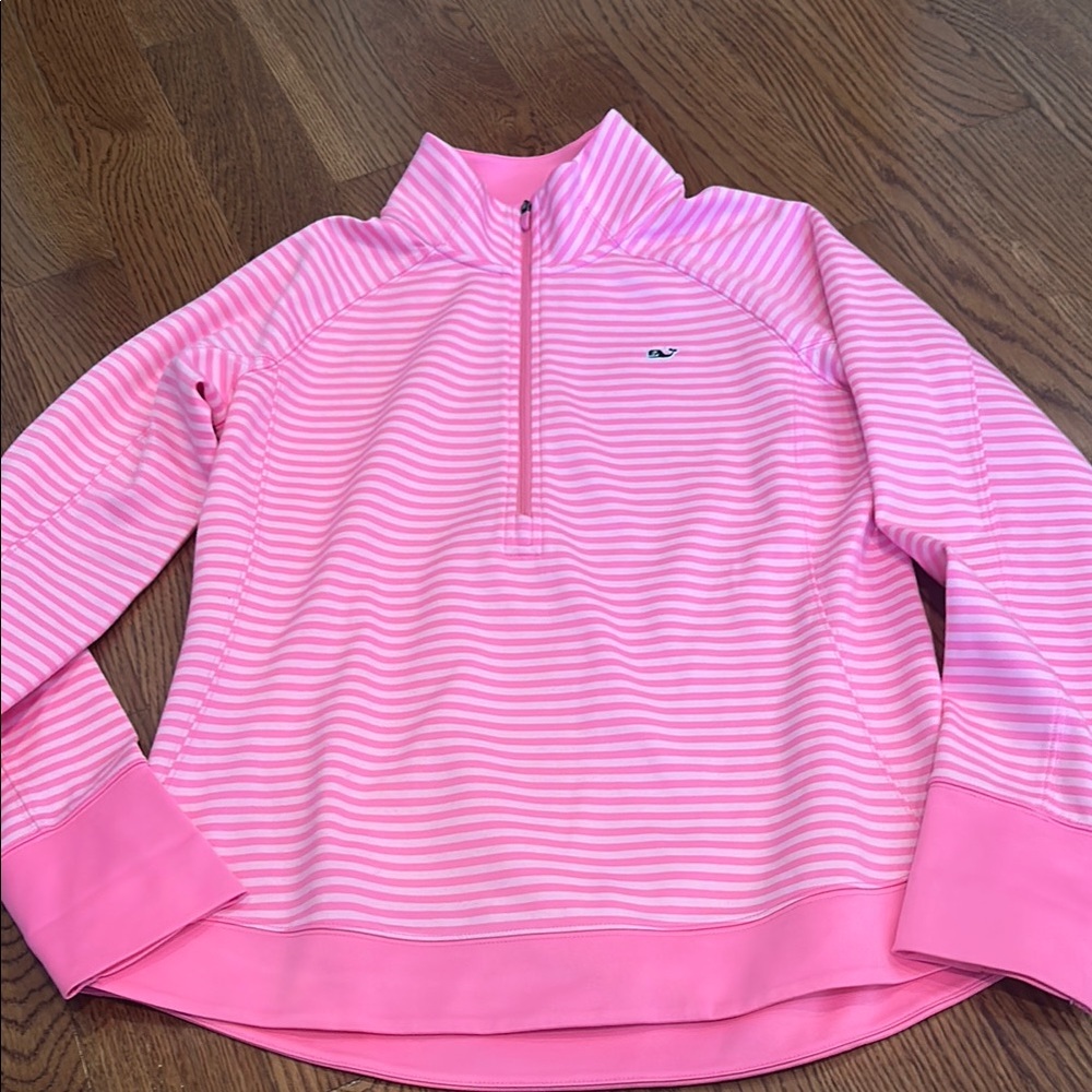 Pink Striped Quarter-Zip Pullover